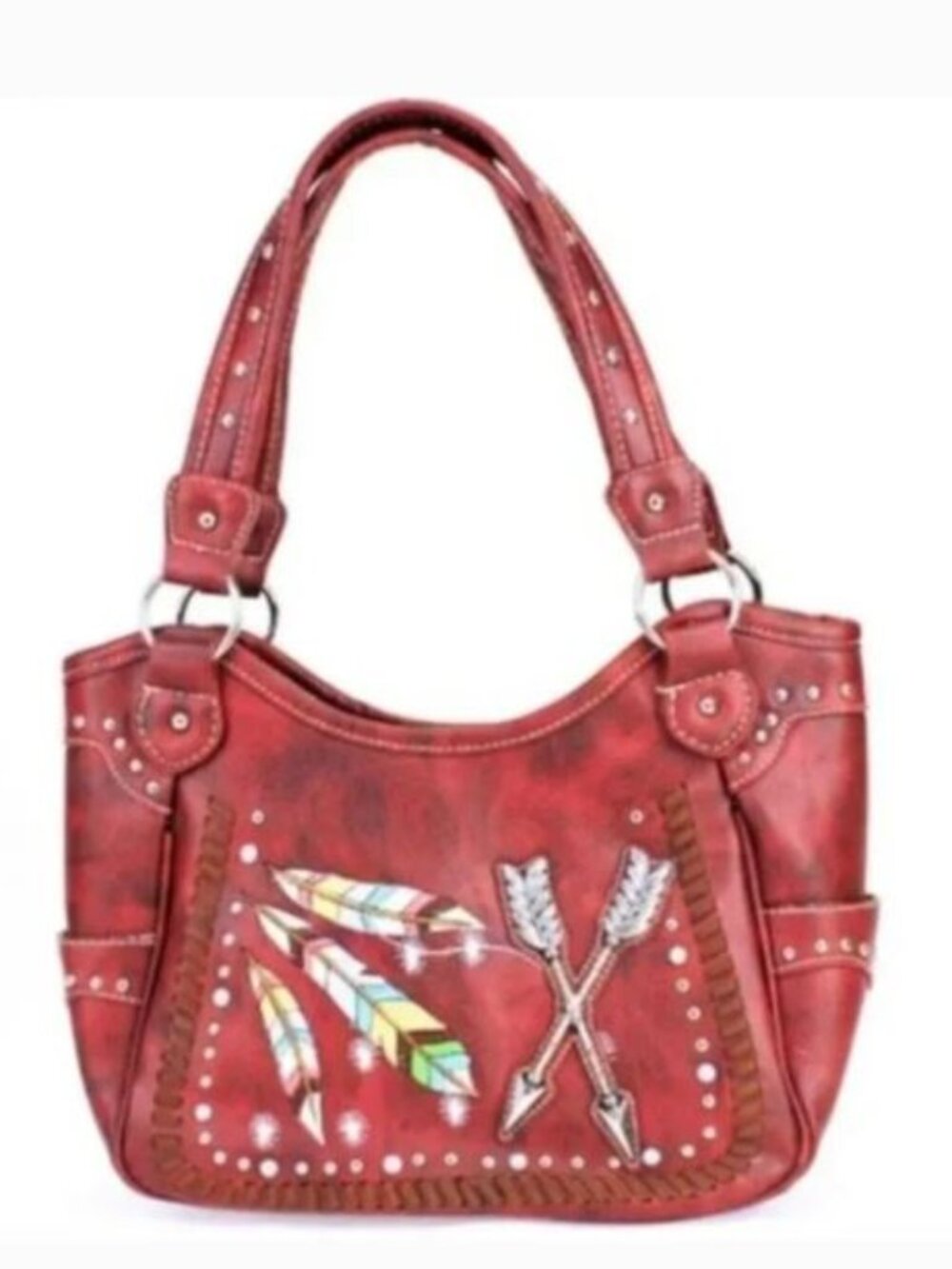 Red Western Feather & Arrow Purse